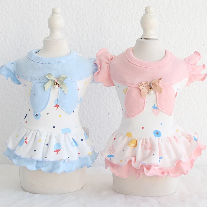 Kawaii Весна Лето кружево прекрасный кот одежда для собак одежда Чихуахуа Йорк Bomei модное платье 19SS54