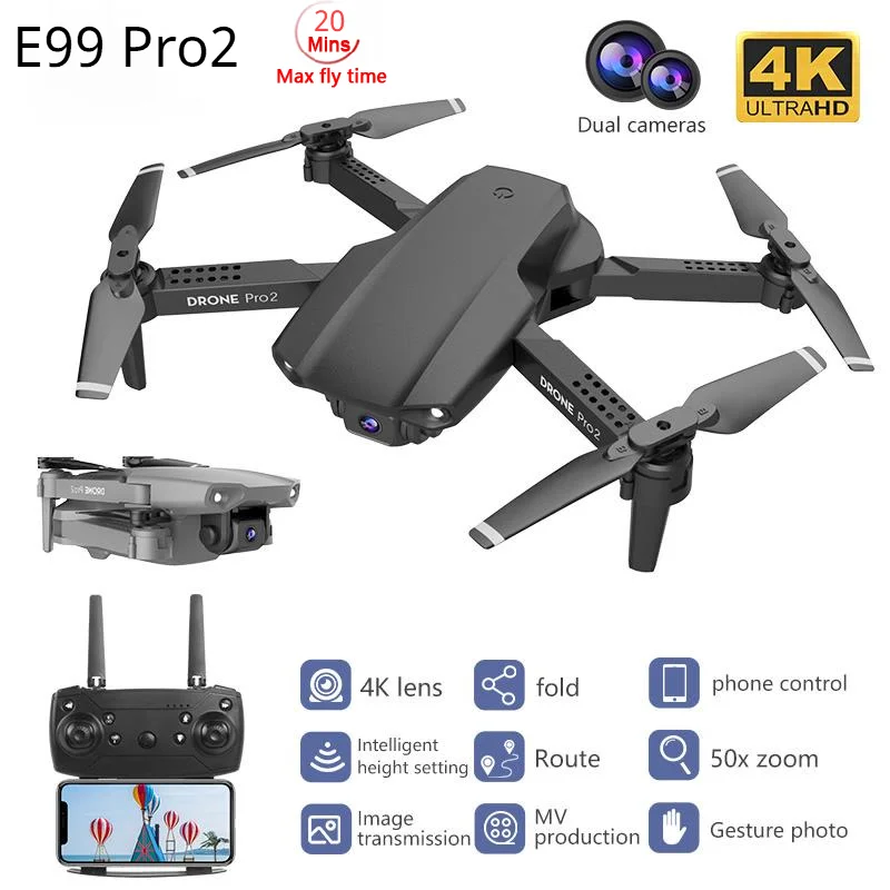 Мини-Дрон XKJ E99 Pro2 Радиоуправляемый профессиональный 4 к 1080P двойная камера Wi-Fi FPV