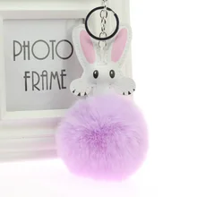 Pu кролик искусственный Рекс Кролик помпон брелок для ключей автомобиля Сумочка Подвеска женская меховая одежда аксессуары поперечная граница Горячая