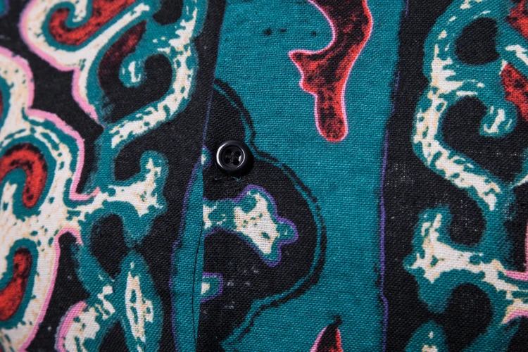 Men African Clothes Shirts Long Sleeve European Retro Flowers Colour Shirt Printing Male Blouse Tops Muslim Camisa Masculina