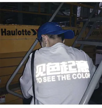 

NiceMix women Hip Hop T Shirt Half Sleeve Reflective T-Shirt Chinese Letter Print Tshirt Streetwear Summer Short Sleeve Tops