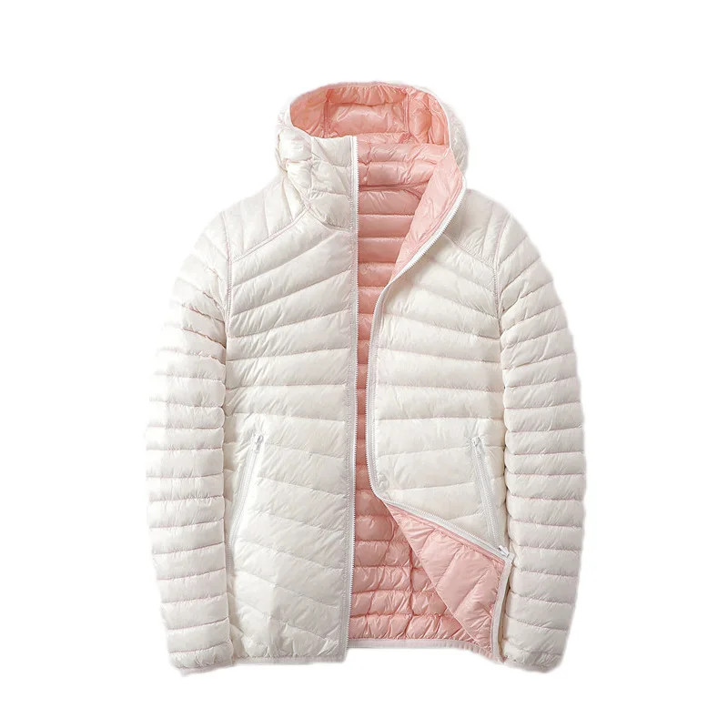 

2020 winter new double-sided lightweight down jacket women's short hooded two-sided light down lightweight fashionable jacket