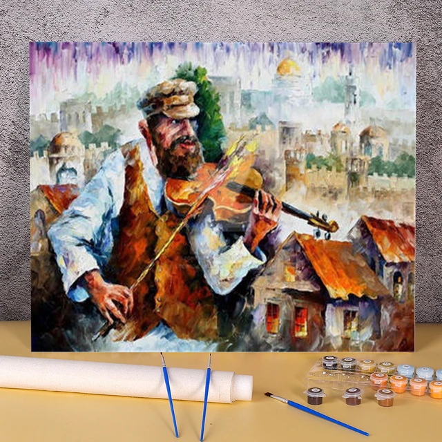 Ensemble de peinture par numéros Fiddler In Jerusalem, peintures