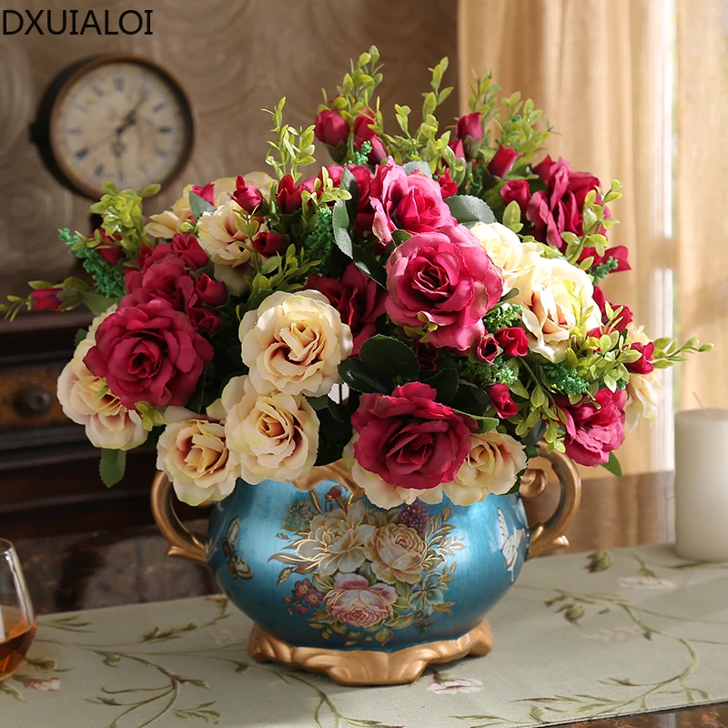 European Ceramic Crafts Decoration Living Room Desktop Flower Arrangement Vase Dining Table Entrance Vase Home Decorations 2