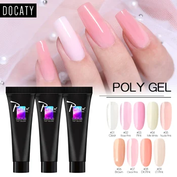 

Docaty 9 Colors Nail Art Poly Gel Finger Extension Quick Clear Pink Polygel Building Extend UV Gel Polish Builder Manicure