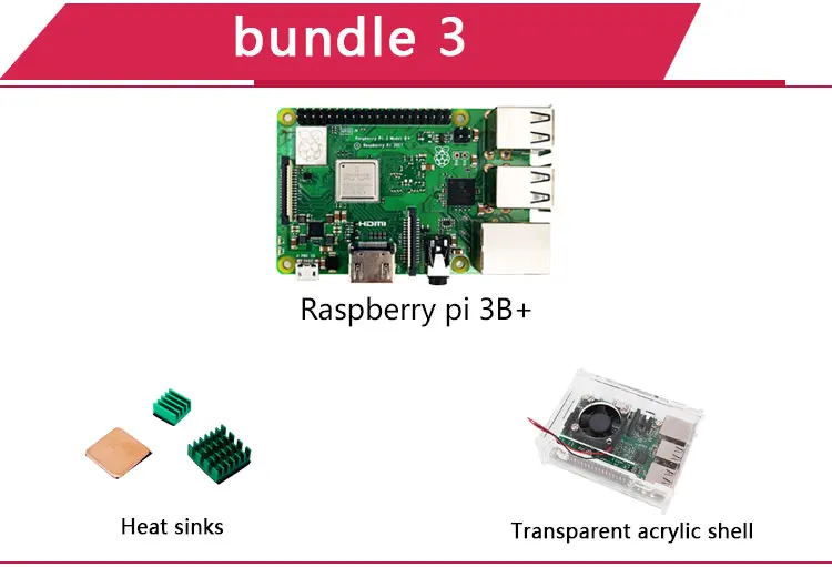 Raspberry Pi 3 Model B+ Raspberry Pi Raspberry Pi3 B Plus Pi 3 Pi 3B с Wi-Fi и Bluetooth - Комплект: RPI 3B Plus Bundle 3