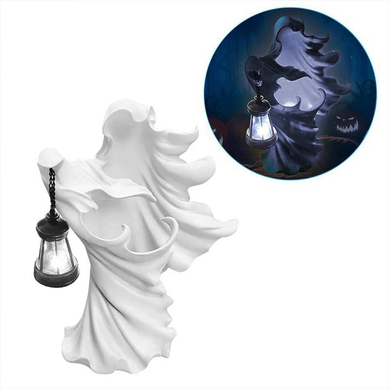 Hell Messenger with Lantern Ghost Seeking Light Witch Resin Statue Realistic Sculpture Halloween Ornament Decorative Lamp | Дом и сад