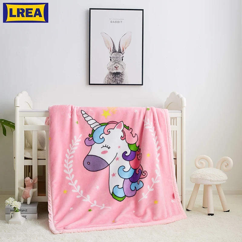 LREA 110x140 см двойное утолщенное детское одеяло для девочек, Мультяшные одеяла, облачная Соболь, ткань с мягким ворсом