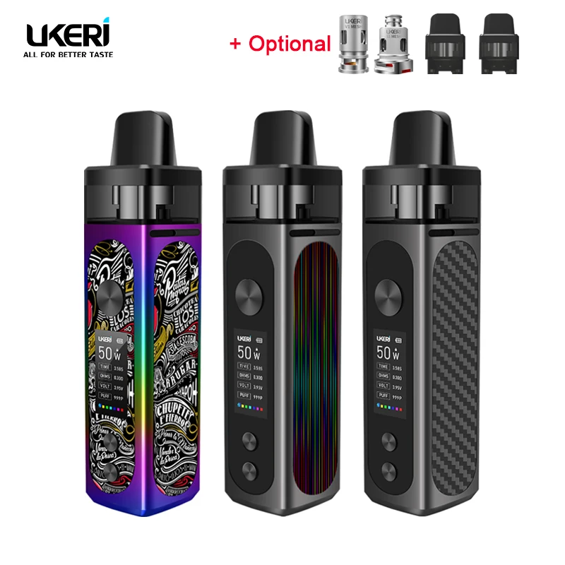 50 Вт UKERI MAGIK Pod Vape комплект сетчатая катушка 5,5 мл Pod картридж 1500 мАч батарея комплект электронных сигарет VS VINCI Mod