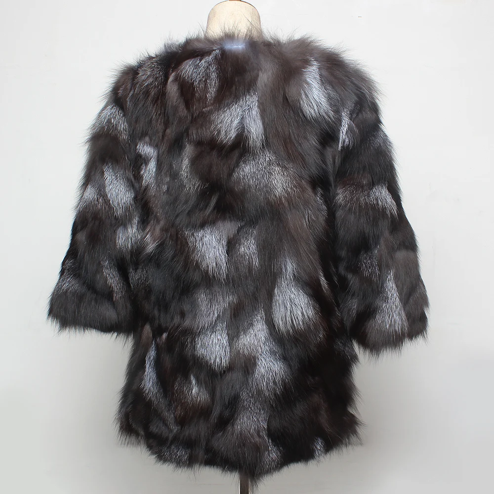 Женская куртка из натурального меха серебристой лисы, зимняя женская теплая куртка из натурального меха лисы, брендовая модная верхняя одежда из натурального меха лисы