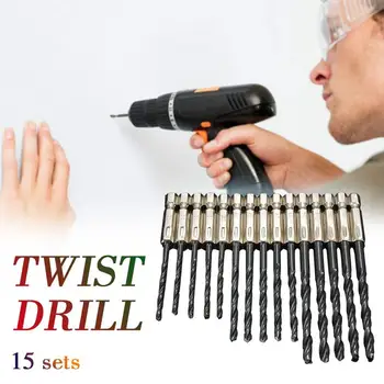 

Twist Drill Bits High Speed Steel 15pcs/Set Hole Opener Carpentry Assembly Tool Power Tools HSS Drill Metal Drill Bit