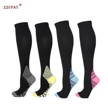 Компрессионные гольфы унисекс, подходят для бега, спорта, медицинской беременности и чулки для путешествий, спортивные носки, Длинные эластичные носки