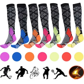 

Compression Socks Knee High Long Printed Polyester Nylon Hosiery Cycling Footwear Accessories Riding Scck Unsex K Soft