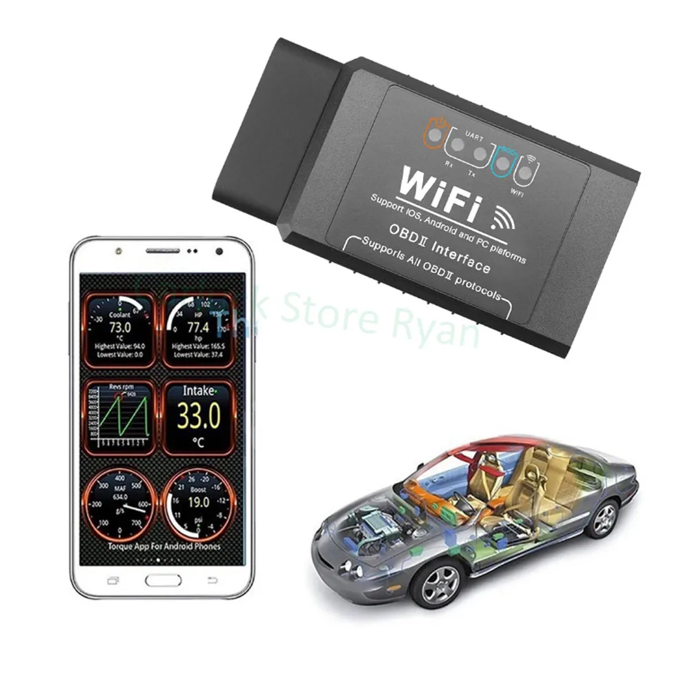 Best ELM 327 V1.5 WIFI OBD2 WIFI Scanner Auto ODB2 ELM327 V1.5 WIFI For Android/IOS OBD2 Car Diagnostic Auto Tool