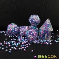 Bescon Peacock Pearl Polyhedral Dice Set, Pearl Poly RPG Dice set of 7 2