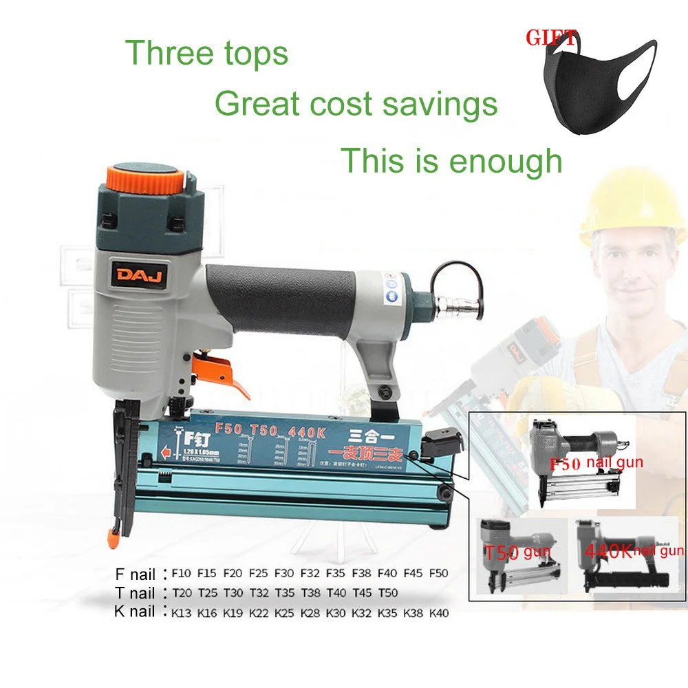 3 in 1 Carpenter Pneumatic Nail Gun Air Stapler Nailing Gun