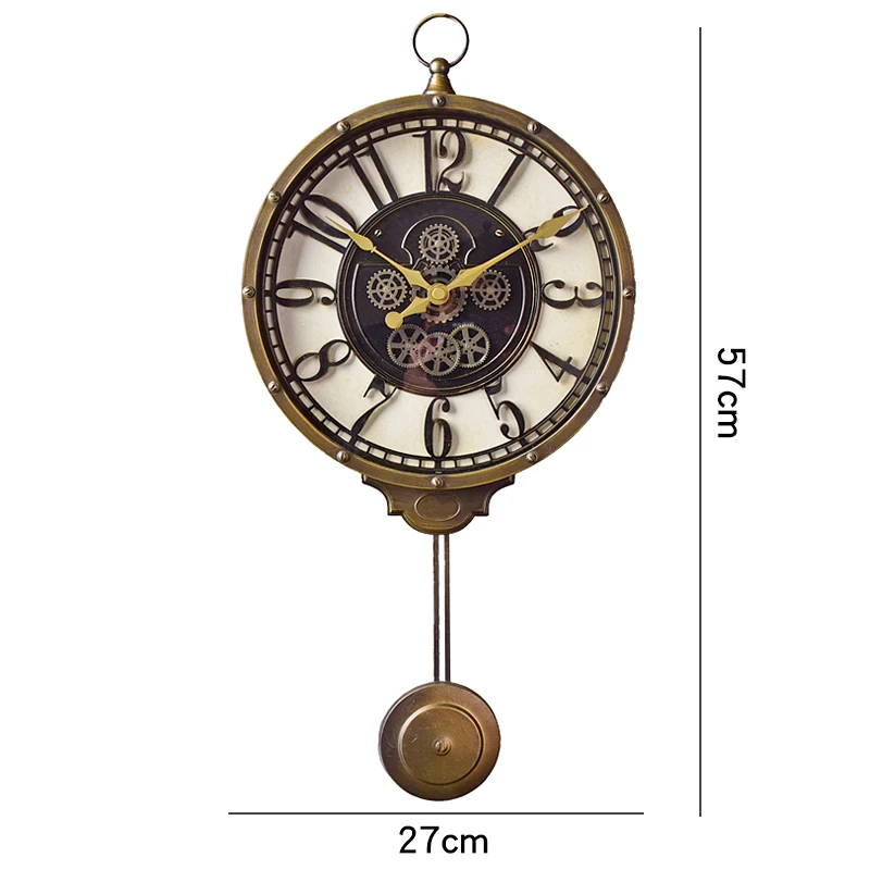 

American Creative Wall Clock Metal Living Room Bedroom Retro Wall Clocks Home Decor Swing Clock Horloge Home Decoration FZ700