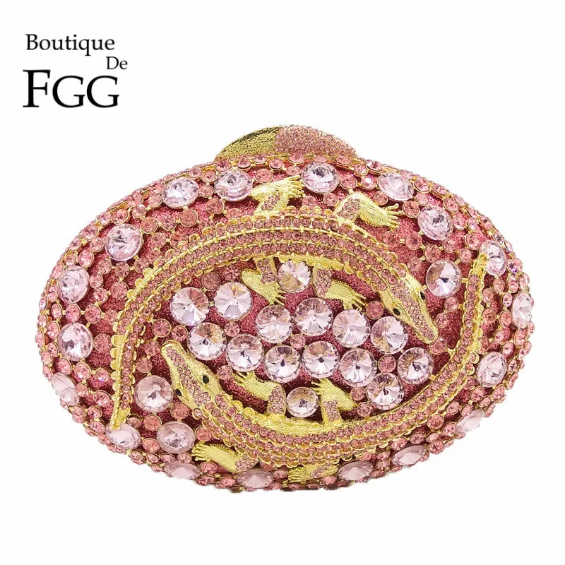 Женский Вечерний Клатч Boutique De FGG розовый клатч из крокодиловой кожи с кристаллами