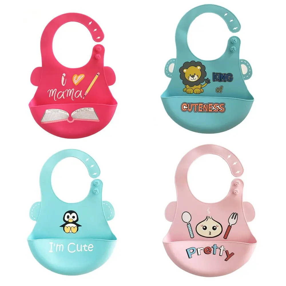 Cartoon Baby Bibs Waterproof Silicone Feeding Saliva Towel Aprons Adjustable Burp Cloths Newborn Bandana Products |