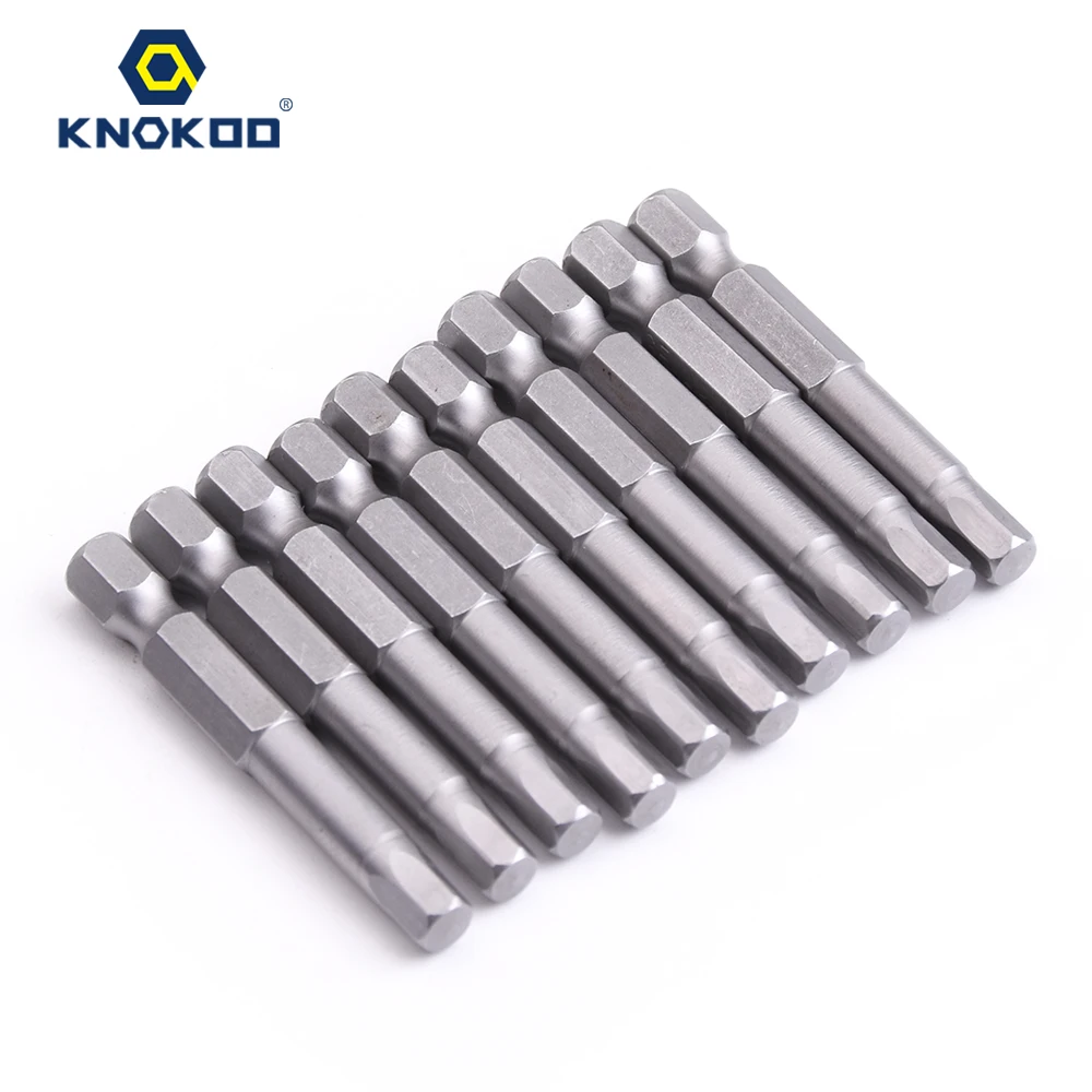 KNOKOO, 10 шт./лот, шестигранный хвостовик, отвертка, сверло, длина 50 мм, отвертка, биты S1/4 с шестигранной головкой