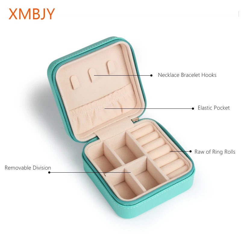 

Jewelry Box Jewelry Organizer Display Travel Jewelry Case Boxes Portable Earring Holder Leather Portable Storage Zipper Jewelers