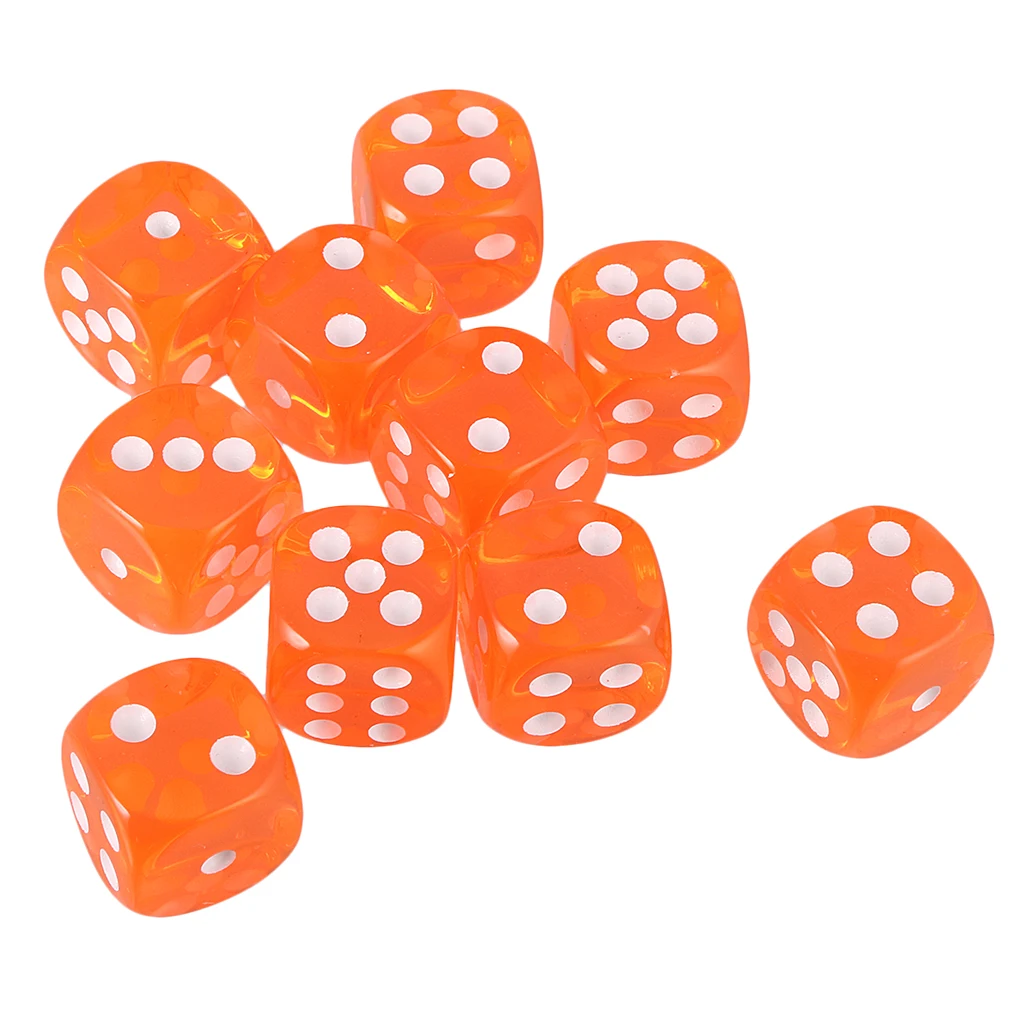 10pcs Acrylic 6 Sided Dices D6 Dice for D&D TRPG Party Board Game Toys