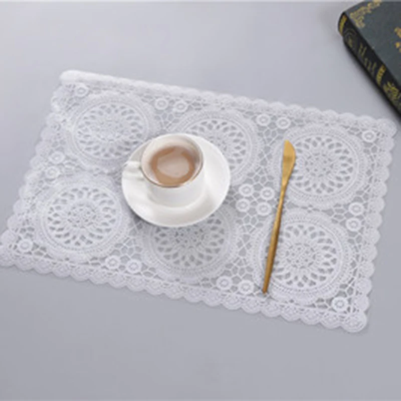 

Luxury Hollow Out Kitchen Table Placemat PVC Plastic Coaster Insulation Pad Mats