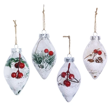 

Christmas Ornaments Xmas Tree Drop Pendant Hanging Ball Transparent Clear Interior Ball Home Festival Party Decoration New