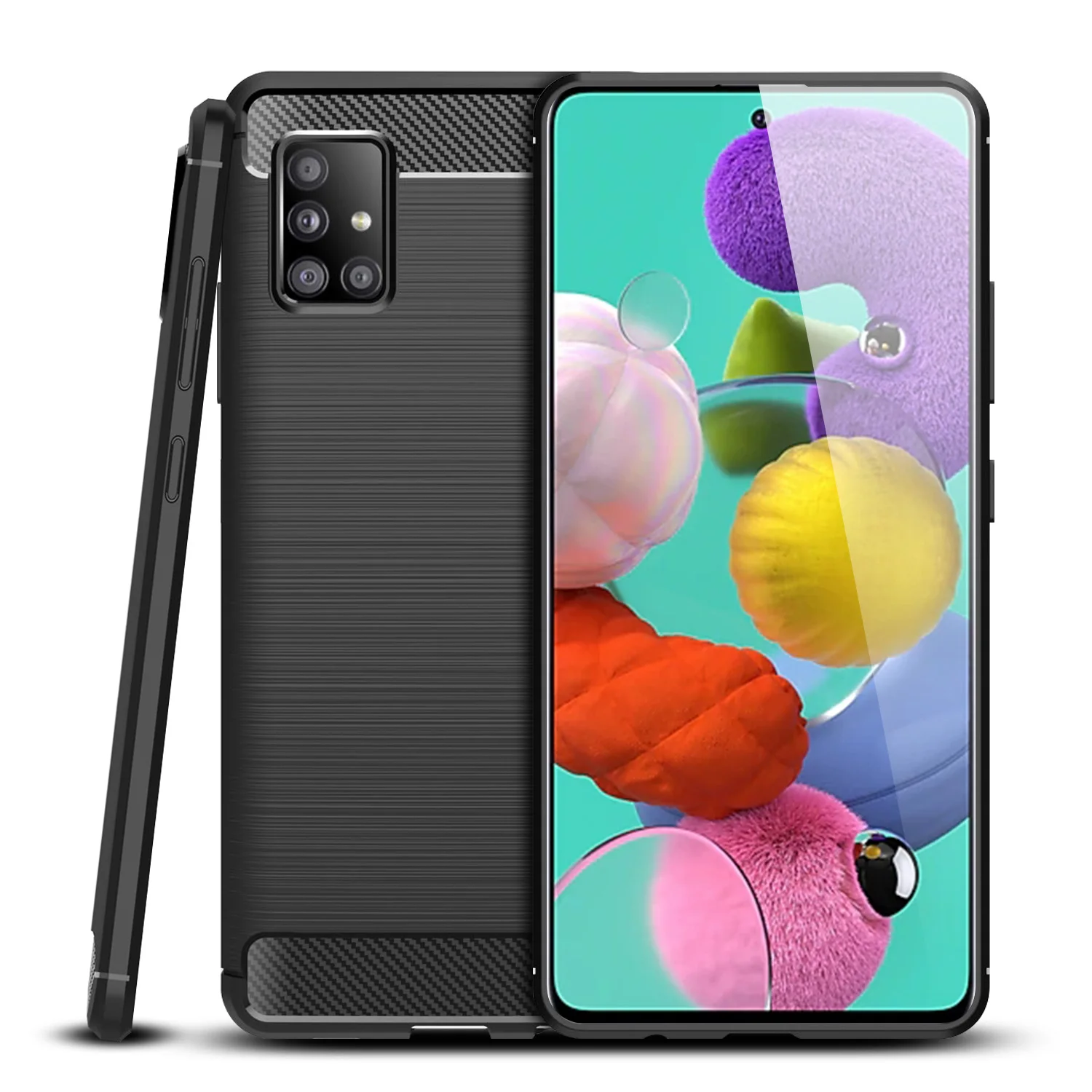 Чехол A51 из углеродного волокна для Samsung Galaxy чехол телефона ТПУ с рисунком 360