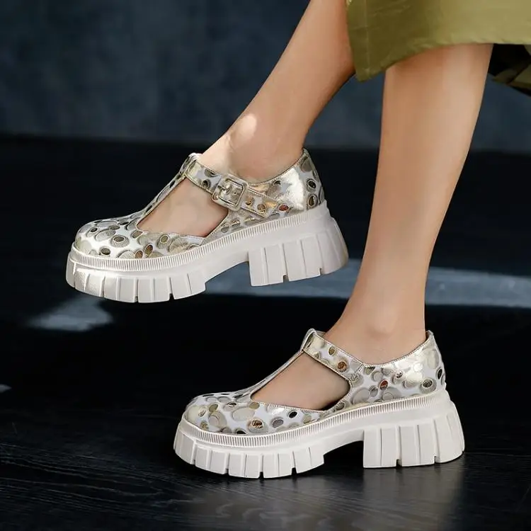 

Toe Cap Ankle-Strap Buckle Thick Bottom Mary Jane Shoes Women's 2021 New Platform Casual All-Matching Chunky Heel Sandals