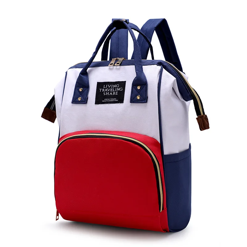 Модная сумка для подгузников для мам, большая емкость, водонепроницаемая сумка для подгузников, рюкзак для путешествий, сумка для коляски, женская сумка для ухода за ребенком, сумка для кормления - Цвет: Red white and blue