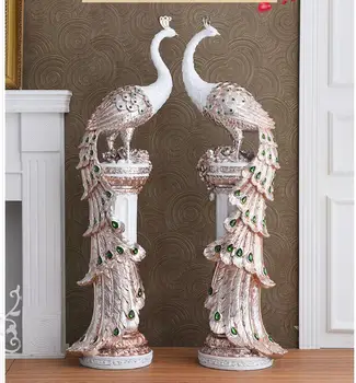 

European Luxury Resin Peacock Ornamnets Accessories Home Livingroom Table Figurines Decoration Office Desktop Furnishing Crafts