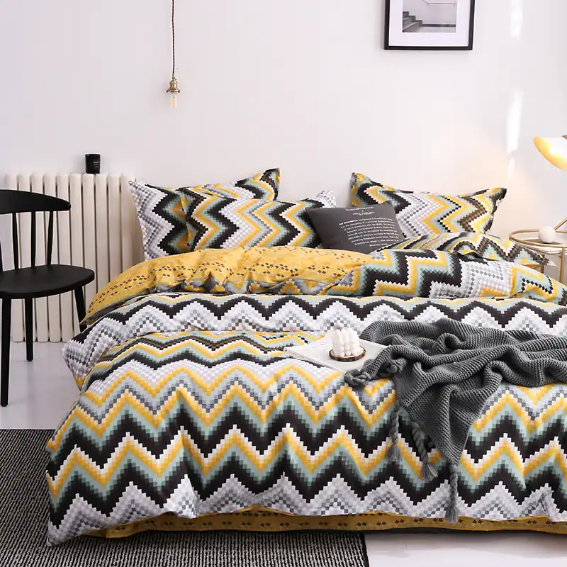 White Black Green Yellow Wavy Stripes Bedding Set Ab Side Duvet Cover Bed Sheet Pillowcase No Quilt Bedding Sets Aliexpress