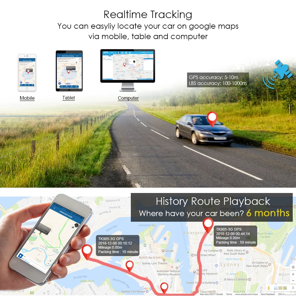 Car GPS Tracker Waterproof 10000mAh Battery Powerful Magnet GPS Tracking Locator GSM Alarm TK915 120 Days Standby Free Web APP