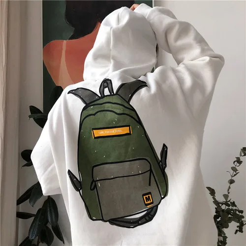 Белый Printed Hoodies Women Korean Autumn Winter Fleece Hooded Sweatshirts Women Harajuku Funny Kawaii Oversized Clothing - Цвет: Белый