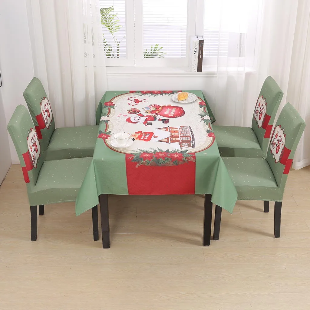 Christmas Chair Cover Case Gift Santa Xmas Party Seat Chair Case Slipcover Rectangular Tablecloth Home Party Decor New Year Gift