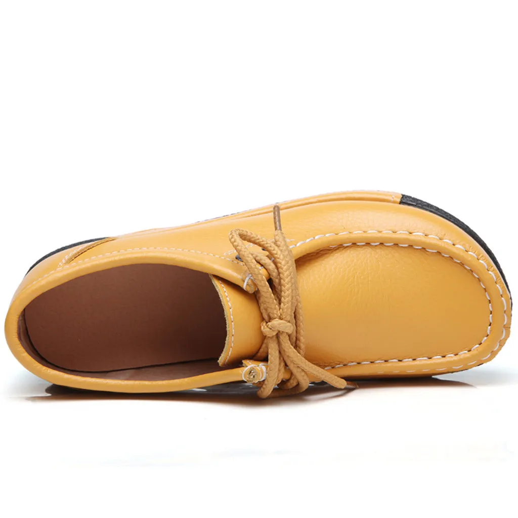 platform shoes woman Lace Up solid color Platform flat With round Toe Casual Shoes women flat shoes handmade#G2