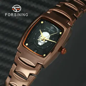 

FORSINING Fashion Skull Women Watches Top Brand Luxury Quartz Clock Stainless Steel Strap Creative Design Vintage Ladies Watch