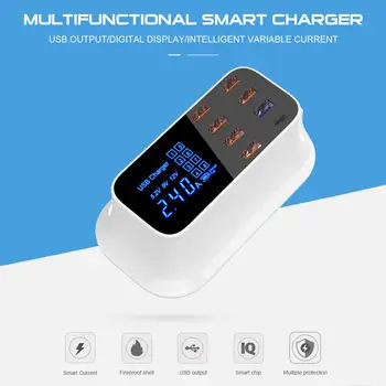 

Erilles 8 Port USB Charger HUB Quick Charge 3.0 LED Display Multi USB Charging Station Mobile Phone Desktop Wall Home With Plug