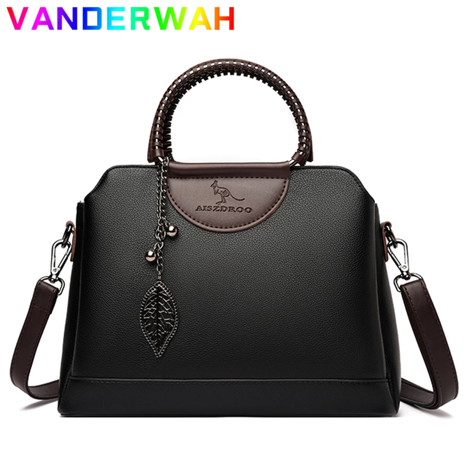 

Women Genuine Brand Leather Crossbody Bag 2022 3 Layers Shoulder Messenger Sac Designer Ladies Handbags and Purses Weave Handle