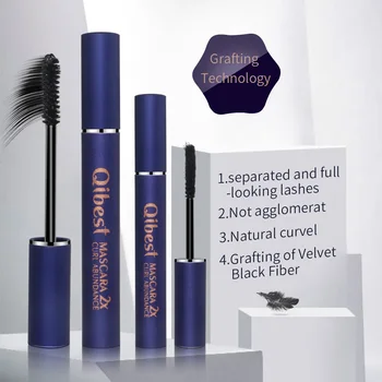 

QiBest Black Liquid Mascara Set 2Pcs/box Eyes Makeup Eyelashes Curling Mascaras Eye Lash Thick Cosmetics Tool Lashes Lengthening