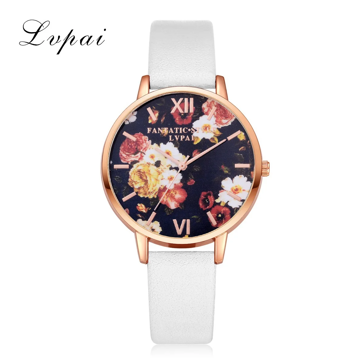 

Couple Watch lvpai New Style Folium Rhododendri Daurici Multi-color Flower Mirror Trend Watch High Quality PU Leather Fashion Wa