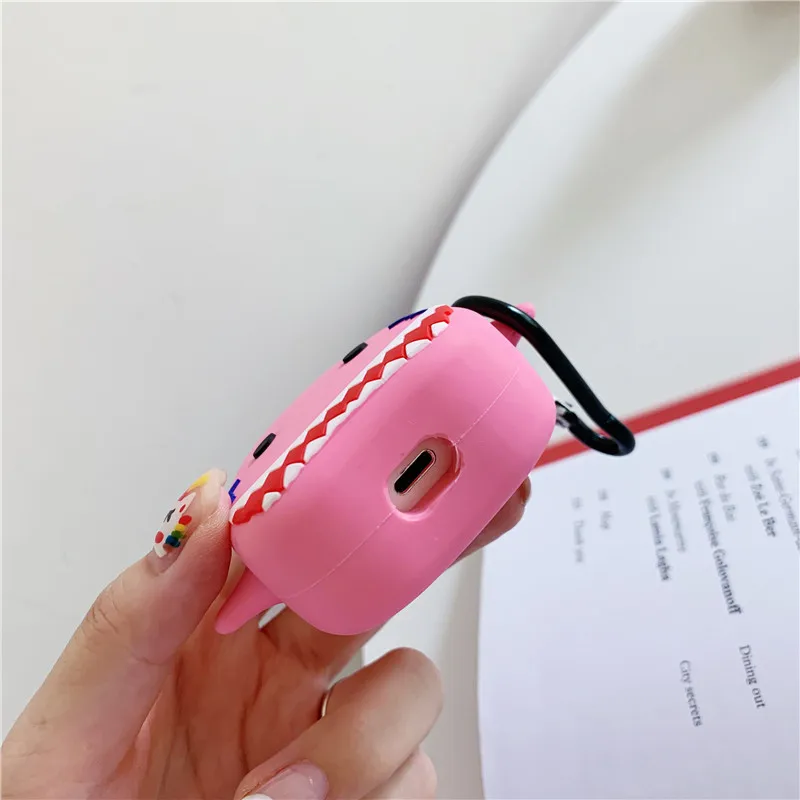 Для AirPod 2 Чехол 3D Розовая акула мультфильм Мягкие силиконовые беспроводные кожухи головных телефонов для Apple Airpods чехол милый чехол Funda