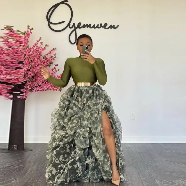 Camo Tulle Skirts For Women Party Wear 