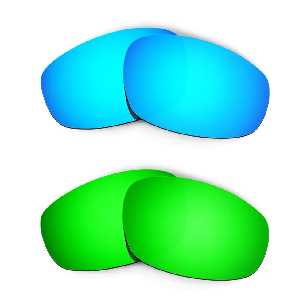 

HKUCO For Split Jacket Sunglasses Polarized Replacement Lenses 2 Pairs Blue & Green