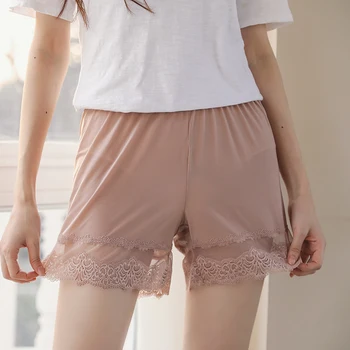

2020 New Elegance Satin Safety Short Pants Women Short Tights Soft Seamless Lace Underwear Female Safe Shorts Sexy Lingerie