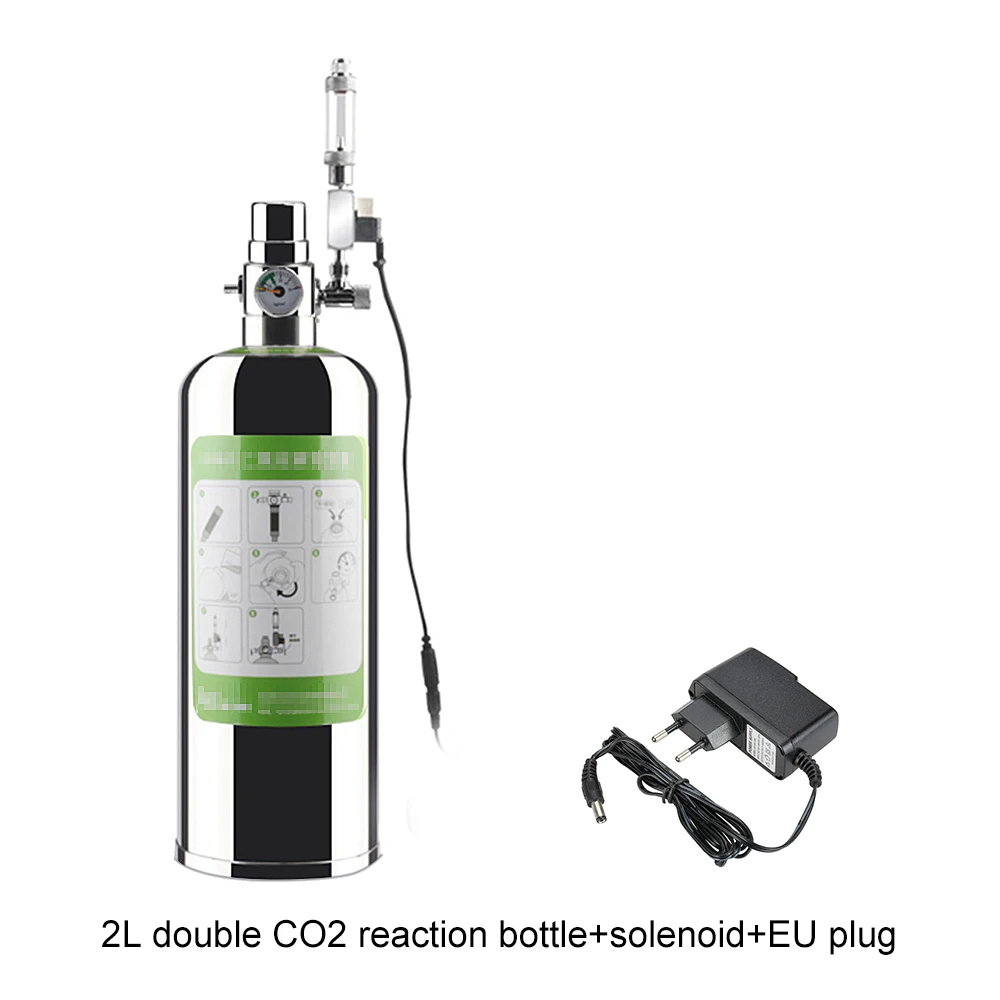 2L Double CO2 Regulator Aquarium DIY CO2 Generator System Kit Adjustment Water Aquarium Valve Diffuser Reaction - Цвет: 2L double EU PLUG
