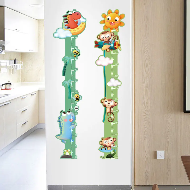 

Removable cartoon animals height measure PVC wall stickers for kids bedroom nursery height ruler growth chart room decoration