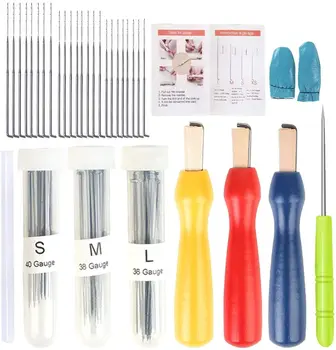 

LMDZ Needle Felting Needles, 60 Pcs Felting Needles with Needle Felting Tool Holder, Glue Stick, Finger Cot, Felting Supplies