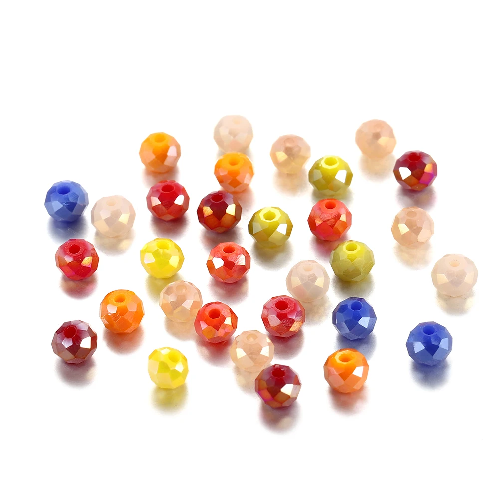 

70-300pcs/lot 3 4 6 8mm Multicolor Bulk Crystal Glass Beads Spacer Bead Round Ball Faceted Beads For DIY Jewelry Making Finding